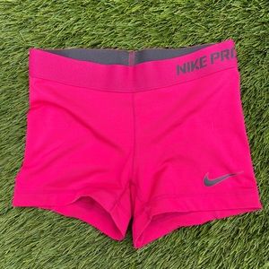 neon pink nike pro dri fit shorts